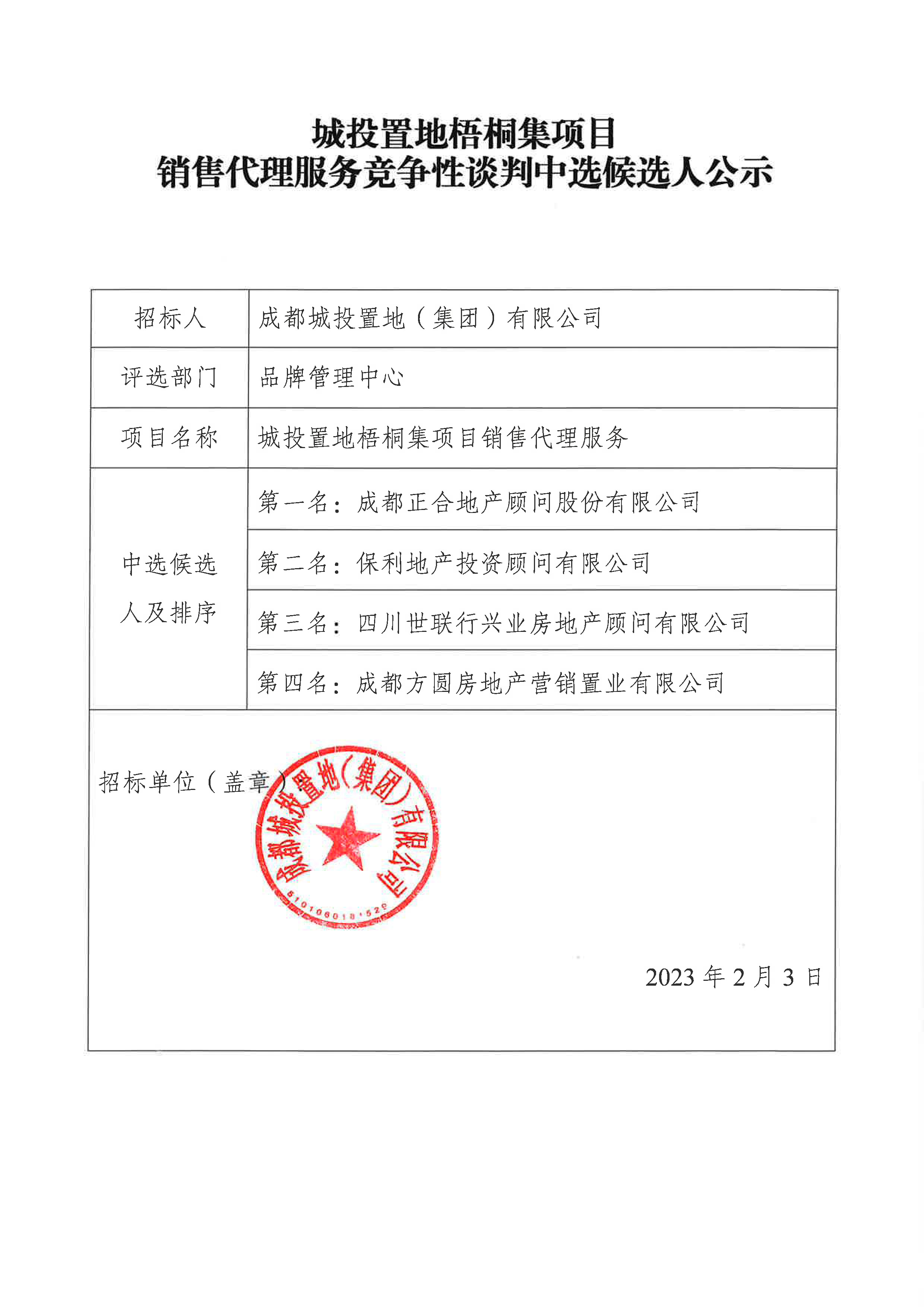 11、梧桐集项目销售代理服务中选候选人公示