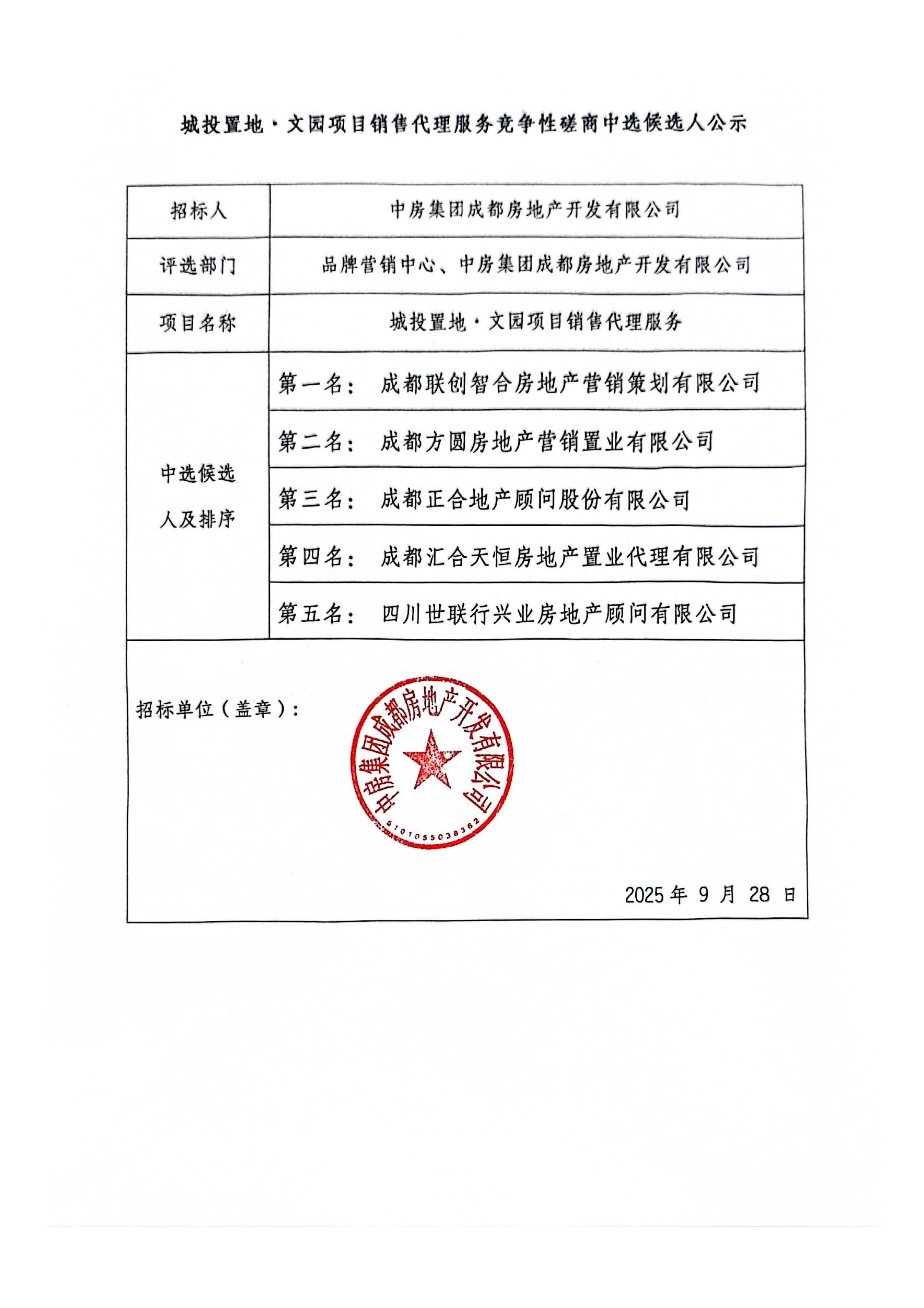 博彩
·文园项目销售代理服务竞争性磋商中选候选人公示